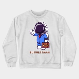 Cute astronaut businessman cartoon Crewneck Sweatshirt